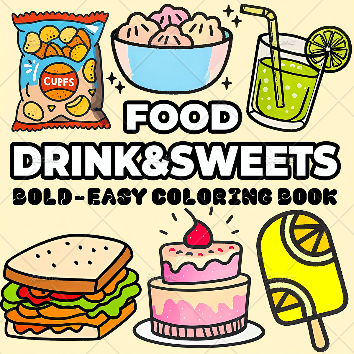 Food And Snacks Coloring Book Bold And Easy - Food Drinks & Sweets Bold &