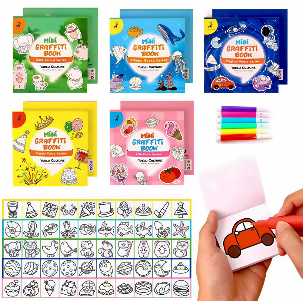 Food And Snacks Coloring Book Bold And Easy - 50Sheets Mini Graffiti Notebook for Kids