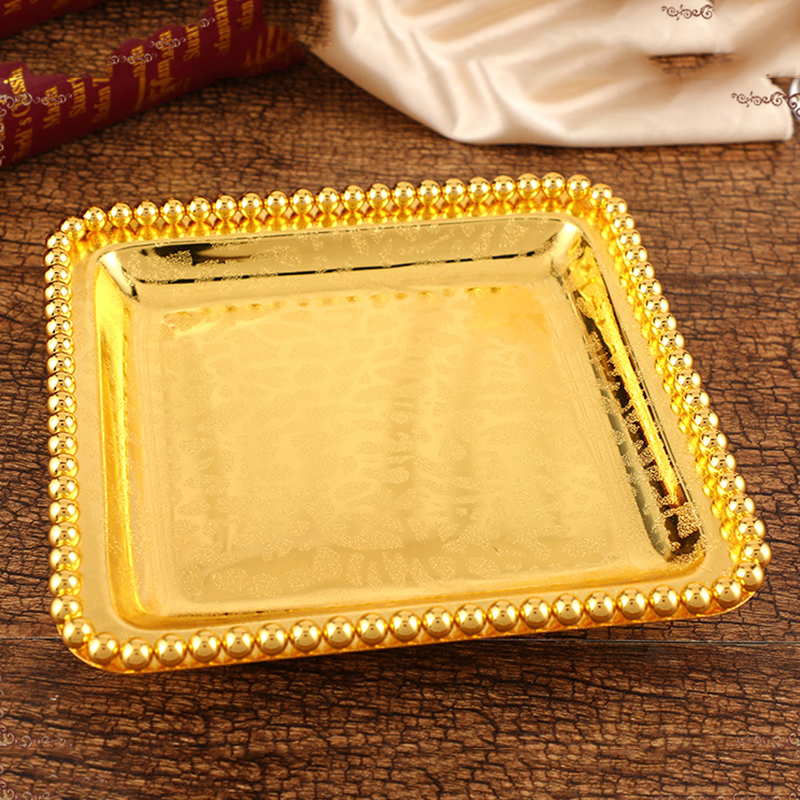 Food Snacks With Iron - PEANDIM European Classical Golden Snack Plate