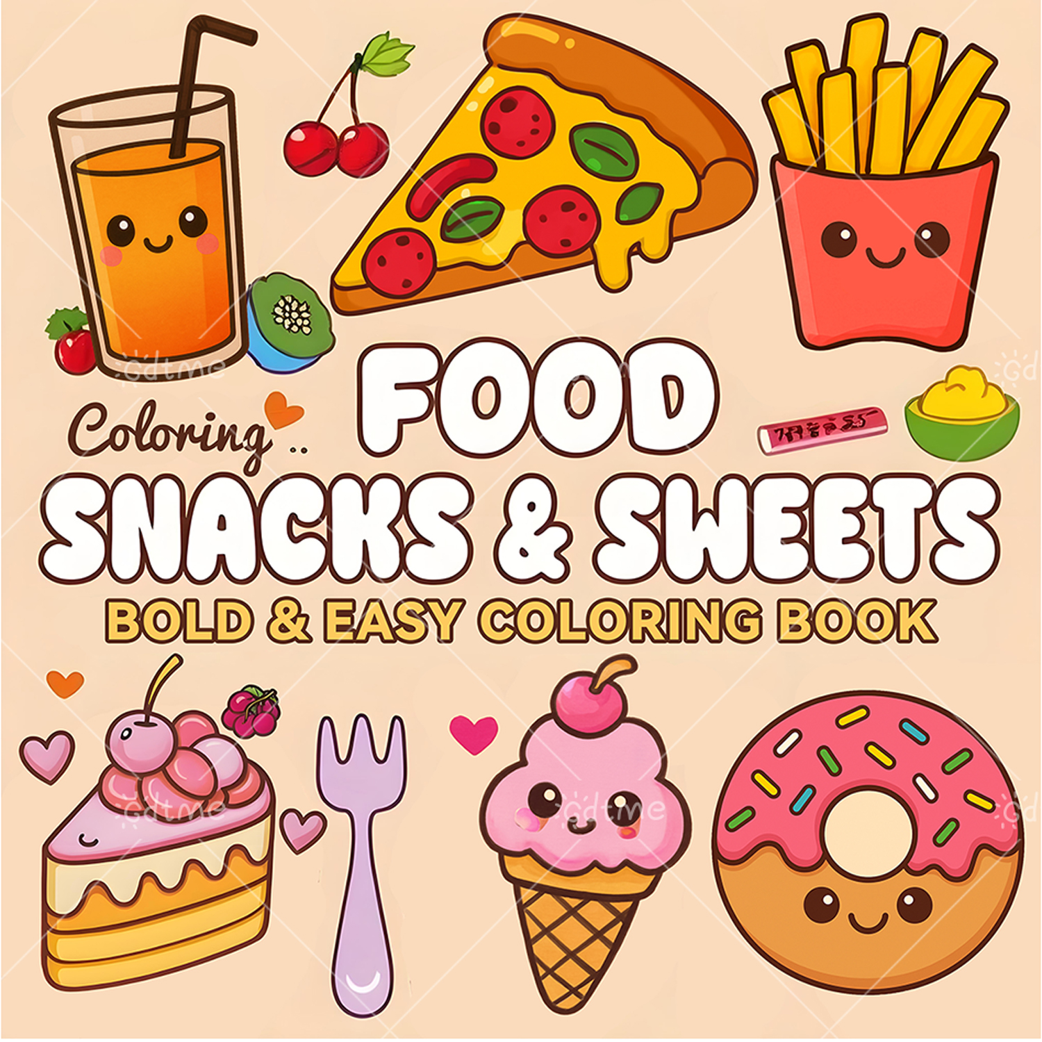 FOOD SNACKS & SWEETS Themed Co - Food And Snacks Coloring Book Bold And Easy のレビューと価格