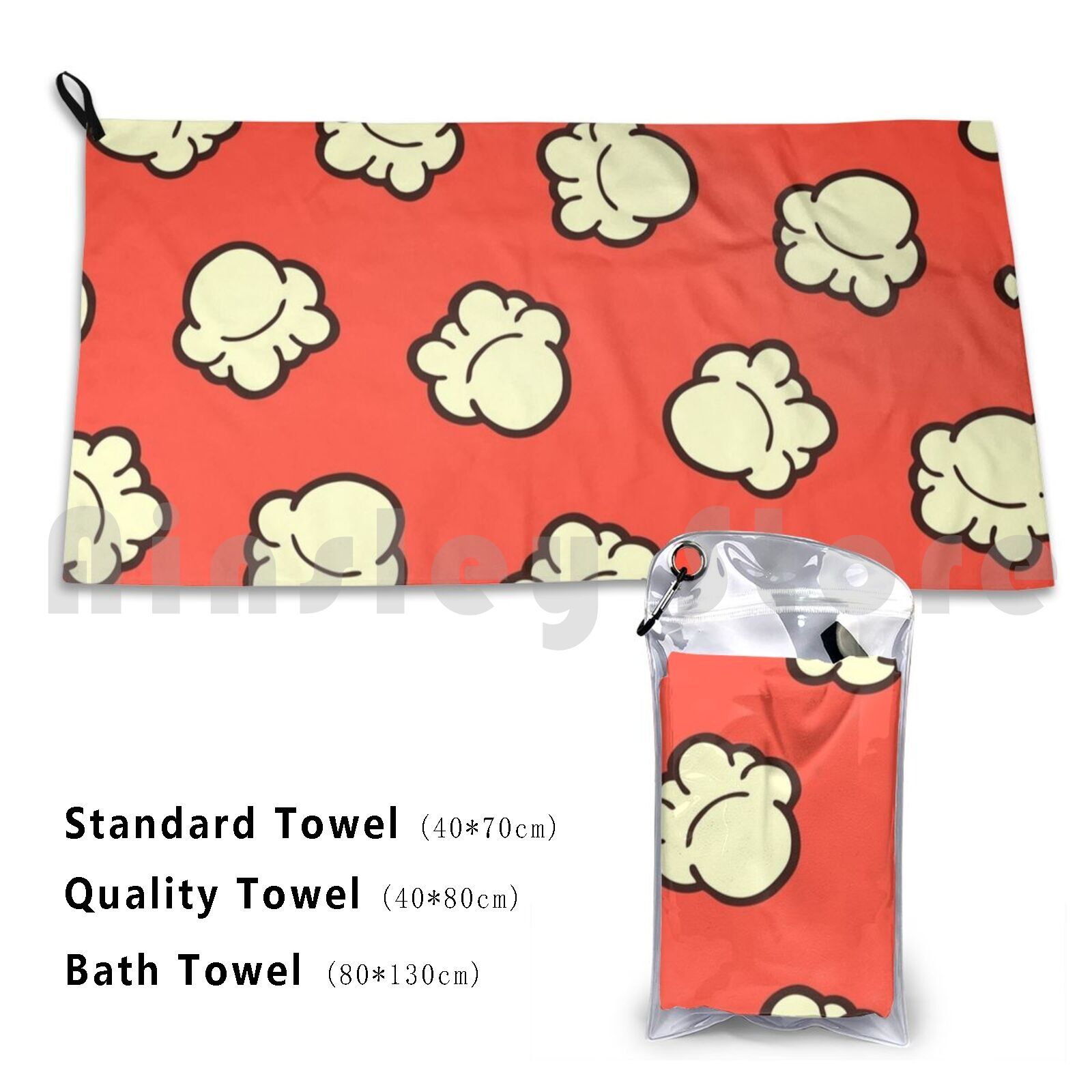 Popcorn Pattern Beach Towel Qu - Foody Snacks のレビューと価格