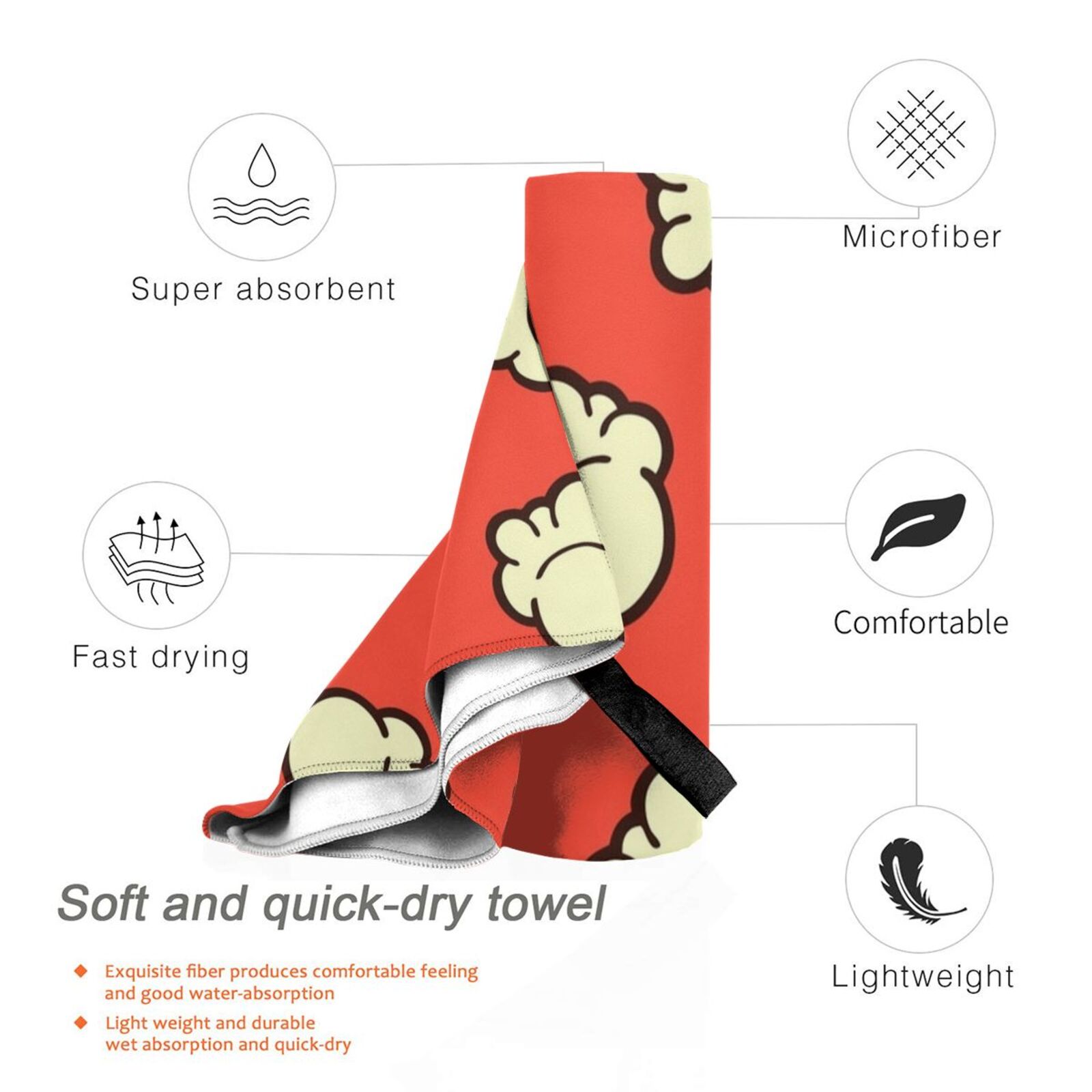 Popcorn Pattern Beach Towel Qu - Foody Snacks のレビューと価格