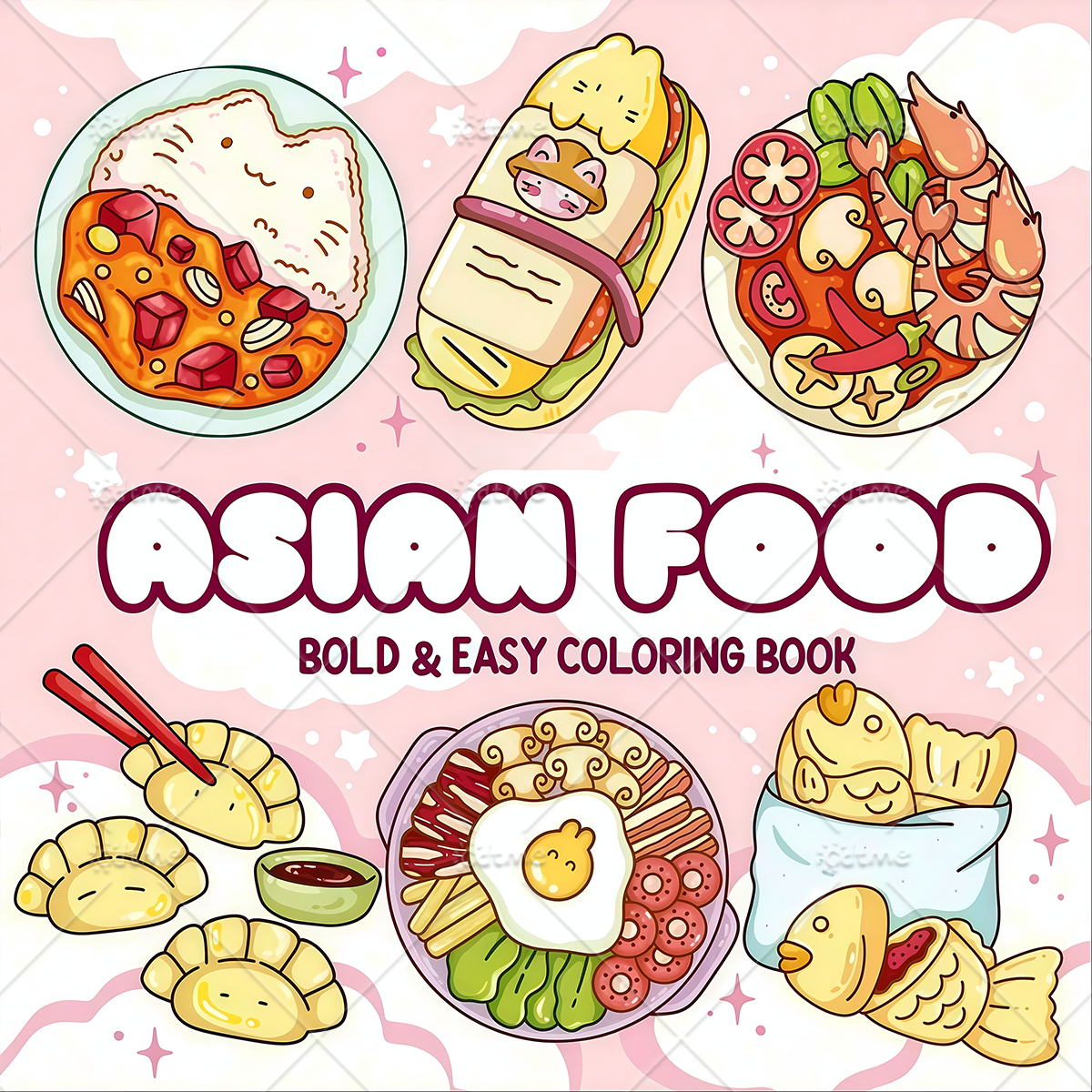 ASIAN Food Bold-easy Patterns  - Food And Snacks Coloring Book Bold And Easy のレビューと価格