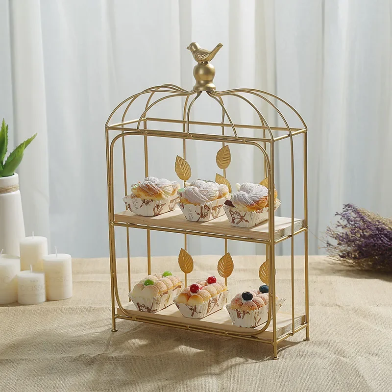 -Double Birdcage Wooden Desser - Food Snacks With Iron のレビューと価格