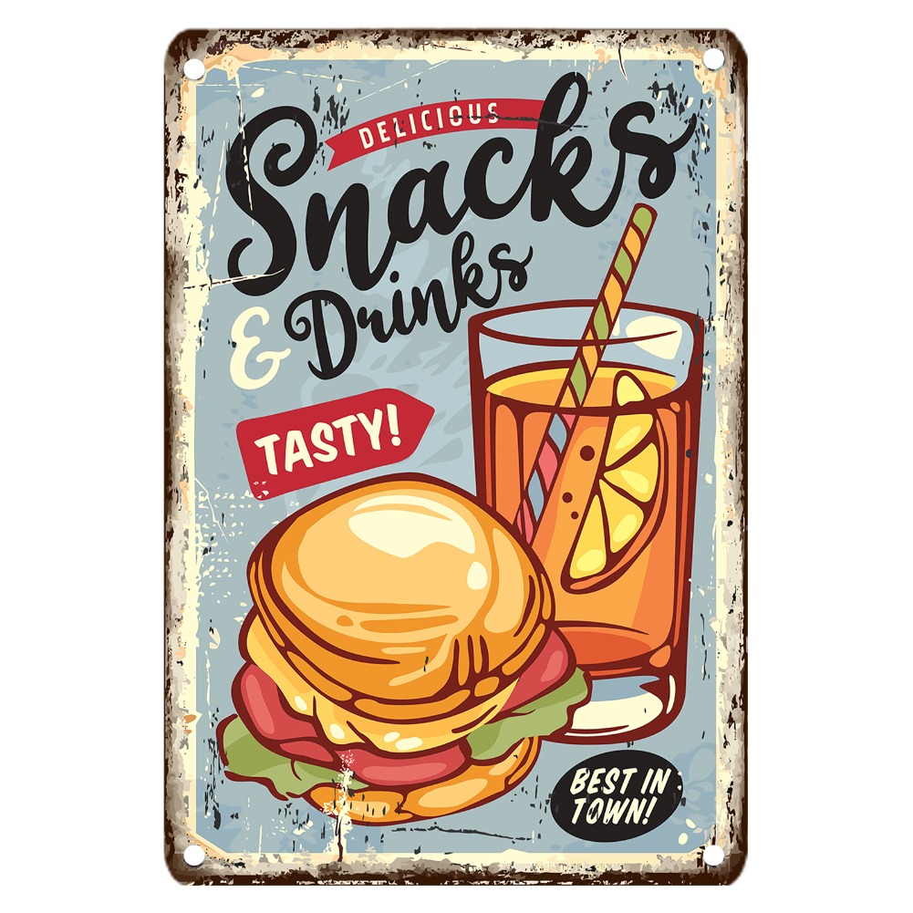 Vintage Food Metal Sign, 12x8  - Food Snacks With Iron のレビューと価格