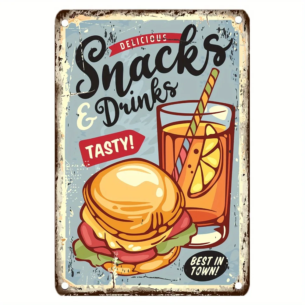 Vintage Food Metal Sign, 12x8  - Food Snacks With Iron のレビューと価格