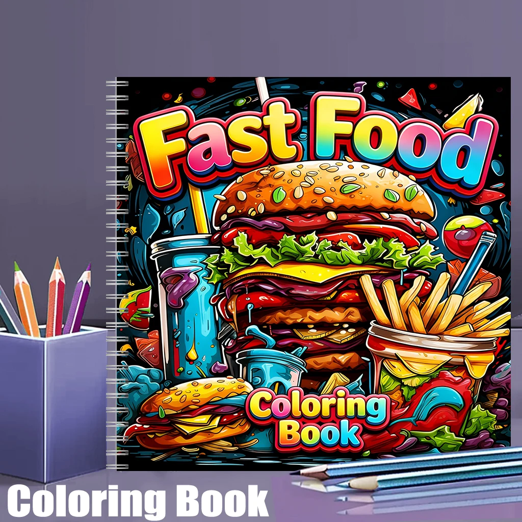 Fast Food Coloring Book for Ad - Food And Snacks Coloring Book Bold And Easy のレビューと価格
