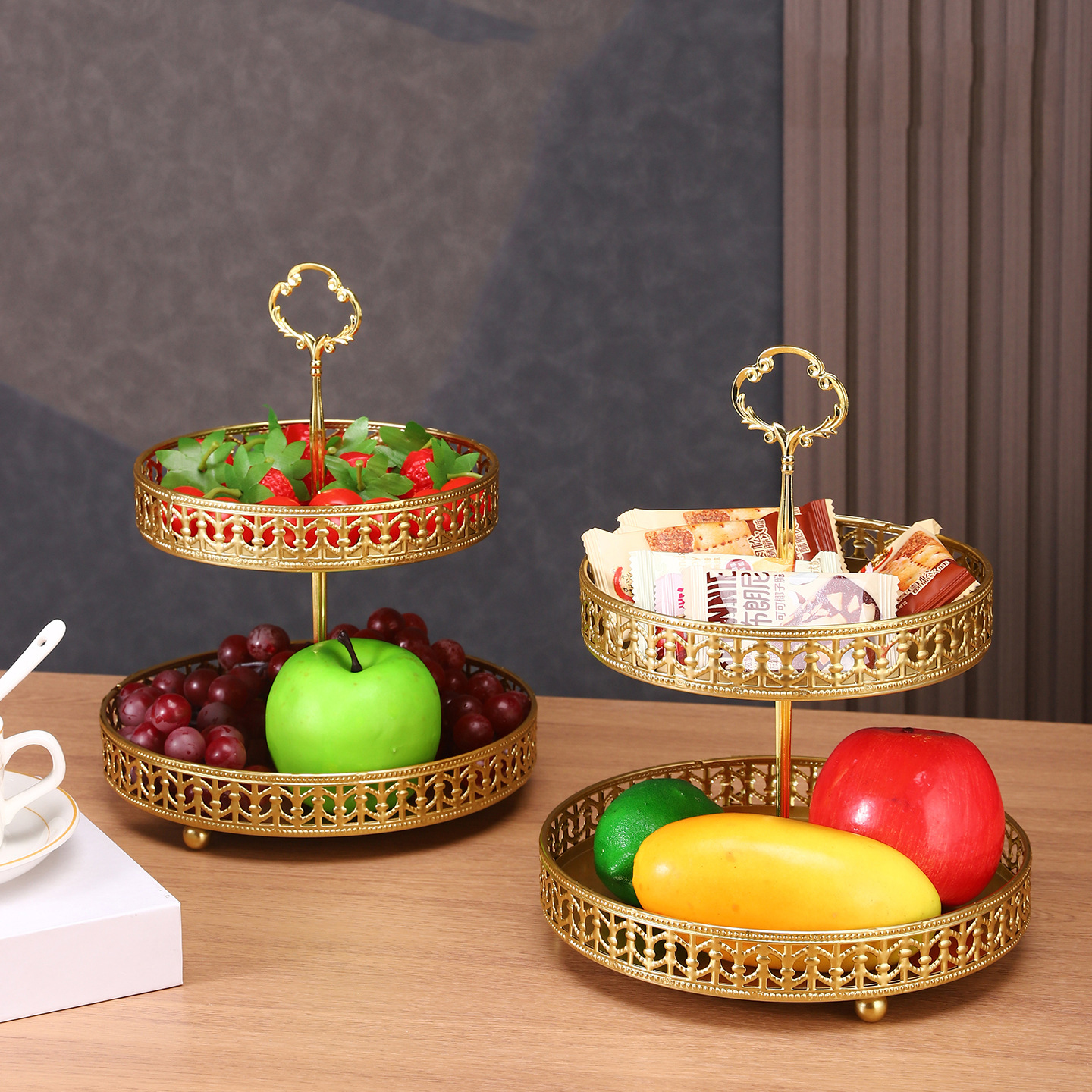 Double-layer Golden Fruit Plat - Food Snacks With Iron のレビューと価格